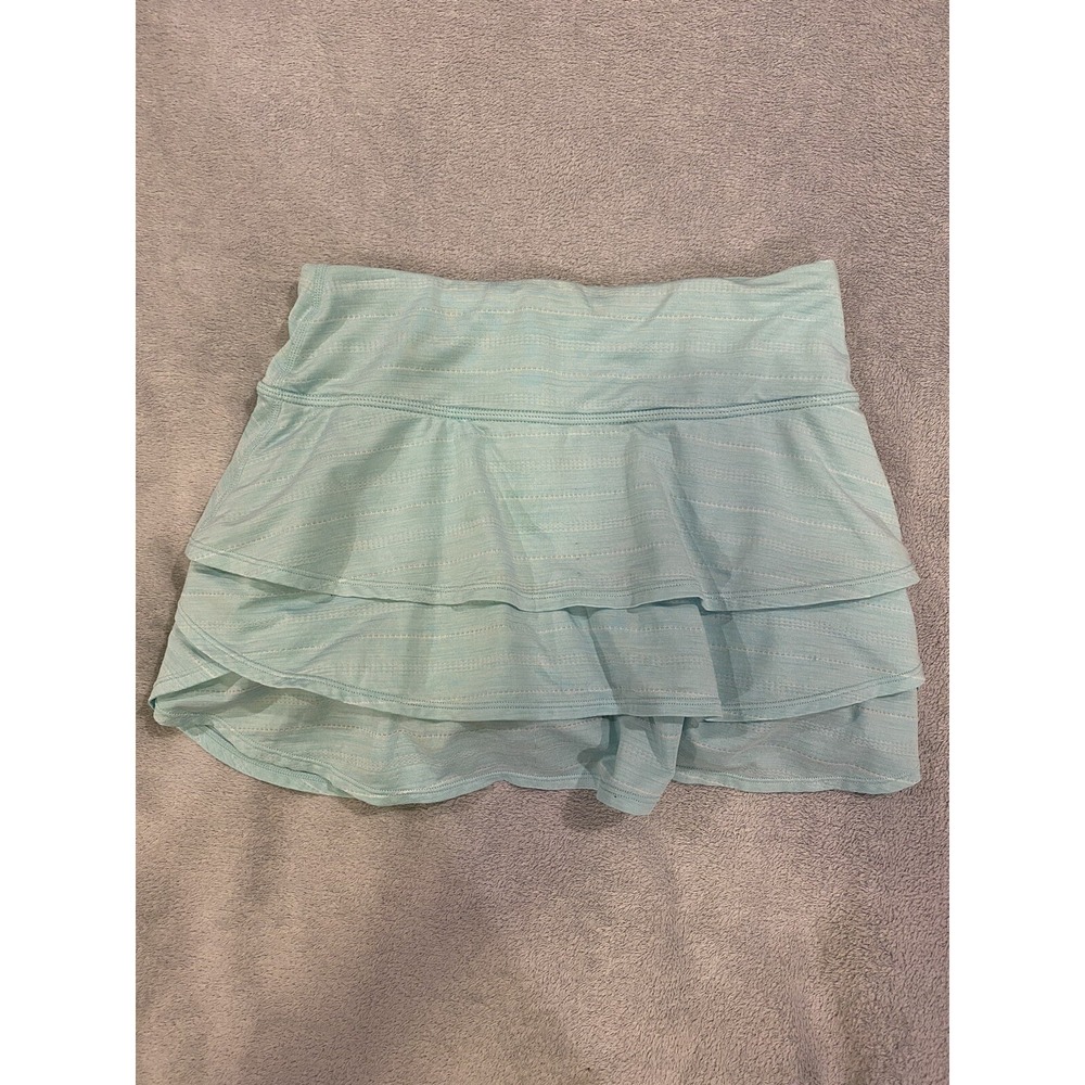 Athleta Layered Ruffle Skort Women's XS Mint Green Zip Pocket Tennis Golf EUC
